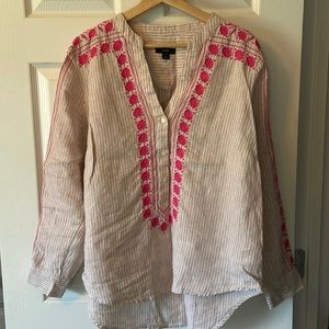 J. Crew embroidered linen top, gorgeous!